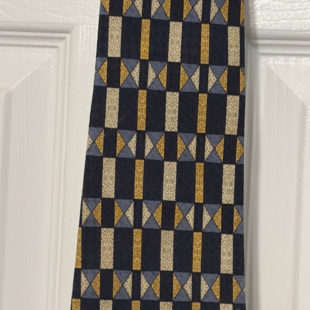 Neck Tie, Gold Silver Navy, 100% Silk Neck Tie, Designer Ties, Mens, made in USA